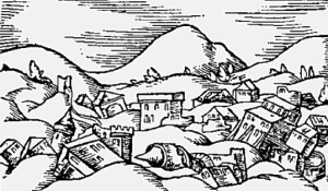 Draw: damage done by an earthquake